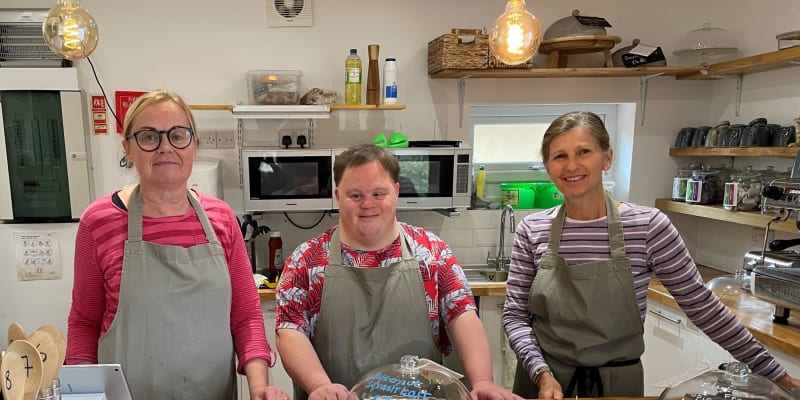 Having a chat with Chris*Chris is one of the wonderful volunteers at Cara Coffee, Romsey Mill's social enterprise in Great Shelford.